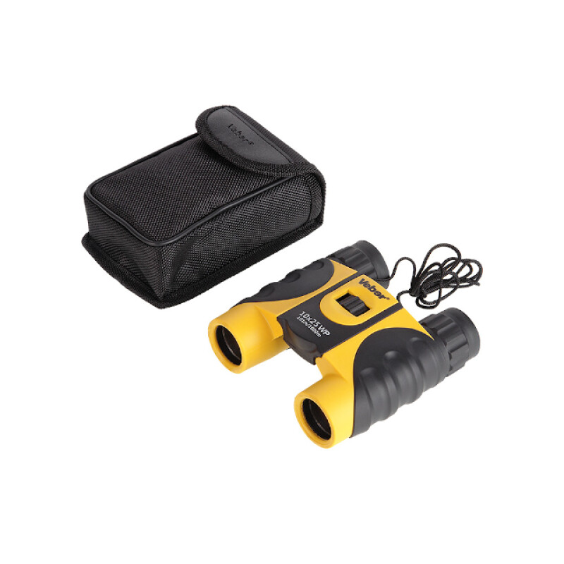 Veber 10x25 WP бинокль черный с желтым