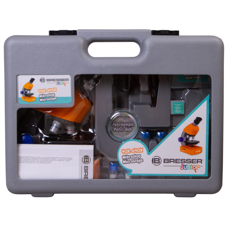 Bresser Junior 40–640x микроскоп с набором для опытов в кейсе