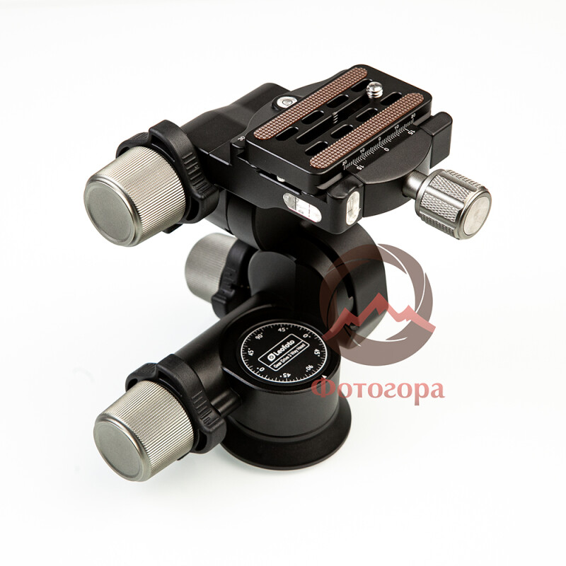 Leofoto GW-01 tripod head 3-осевая штативная головка с редуктором и площадкой Arca-Swiss
