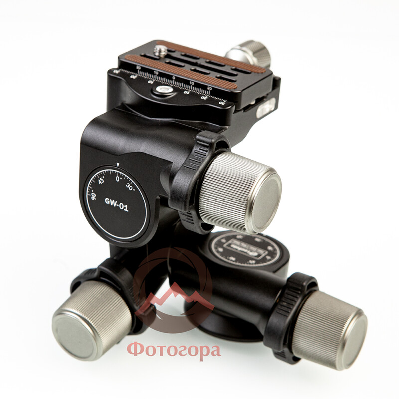 Leofoto GW-01 tripod head 3-осевая штативная головка с редуктором и площадкой Arca-Swiss