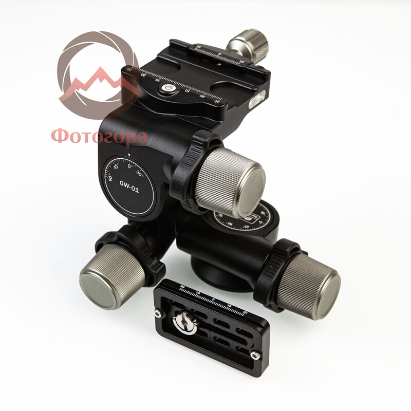 Leofoto GW-01 tripod head 3-осевая штативная головка с редуктором и площадкой Arca-Swiss