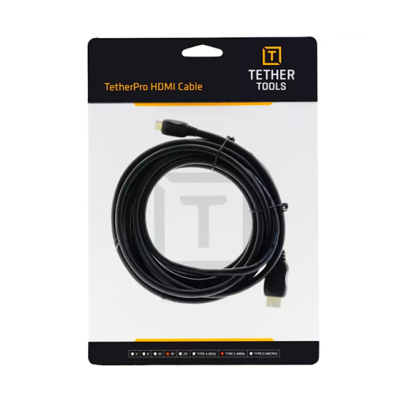 Tether Tools H2C15-BLK TetherPro HDMI Mini to HDMI 4.6m Black кабель