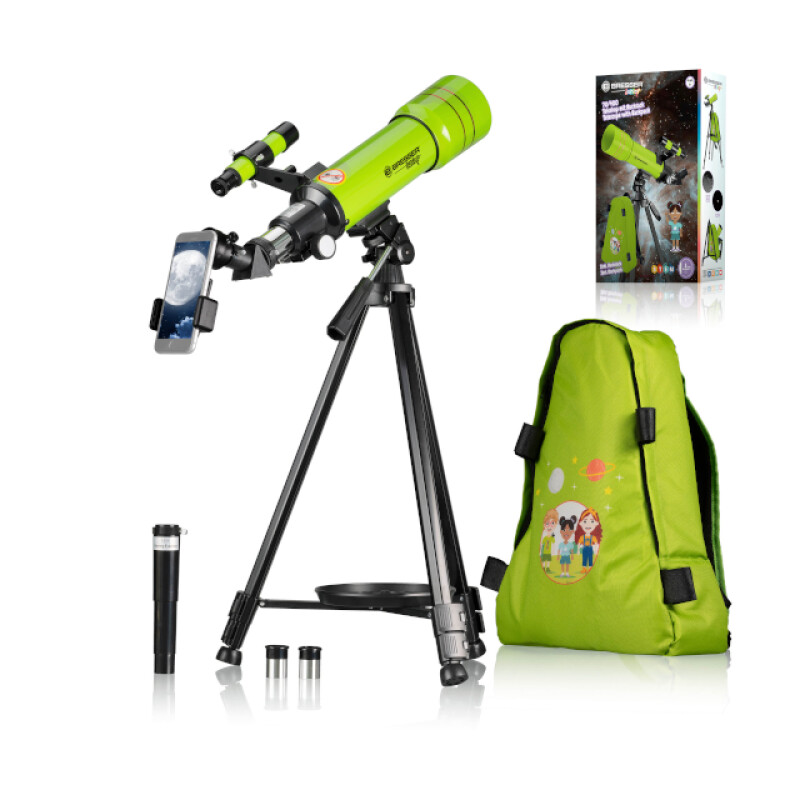 BRESSER JUNIOR 70/400 телескоп в зеленом рюкзаке