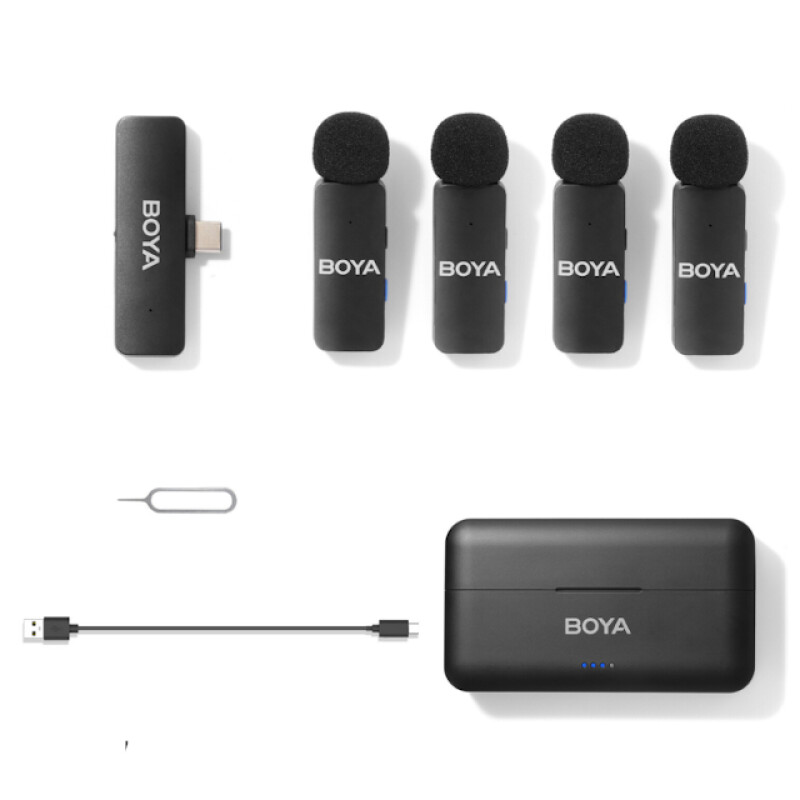 Boya BY-V4U сверхкомпактная четырёхканальная беспроводная 2,4 ГГц микрофонная система