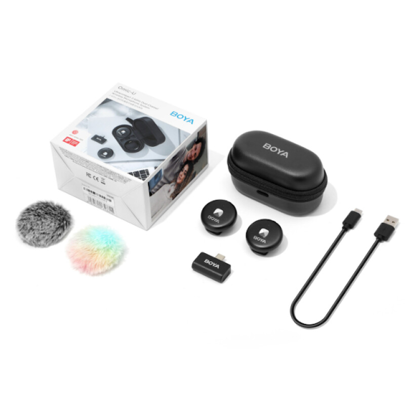 Boya OMIC-U-B ультракомпактная двухканальная беспроводная микрофонная система с частотой 2,4 ГГЦ