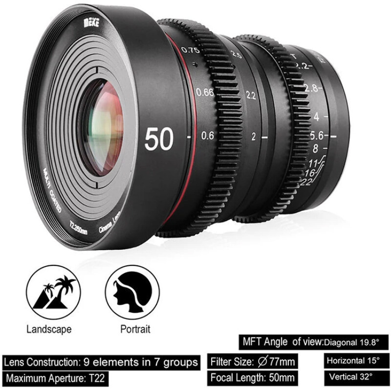 Meike 50mm T2.2 E-mount объектив