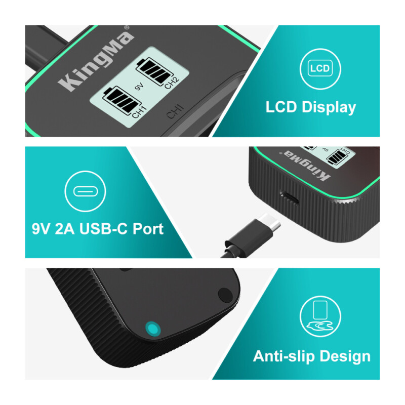 Kingma PD3.0 Dual Battery Charger зарядное устройство для LP-E6/LP-E6N/LP-E6NH