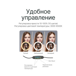 Raylab RL-0210 светодиодный осветитель кольцевой аккумуляторный с моноподом для селфи