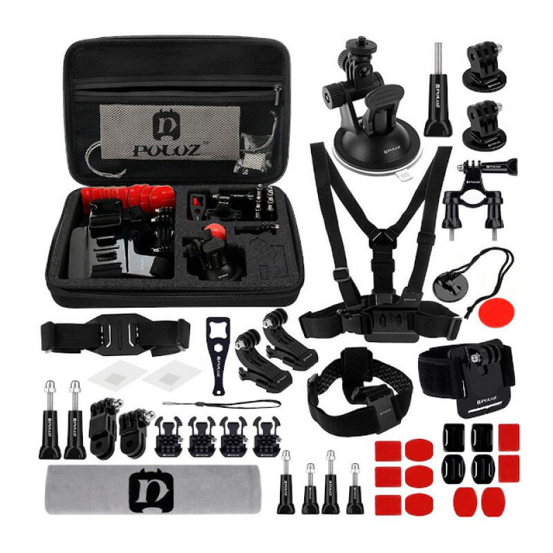 PULUZ PKT10 Accessories Combo Kit комплект аксессуаров 45 в1 для экшн-камер в кейсе