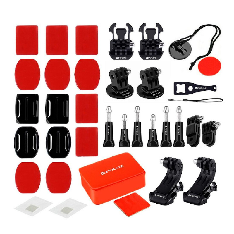 PULUZ PKT26 Accessories Combo Kit комплект аксессуаров 53 в1 для экшн-камер в кейсе, оранжевый