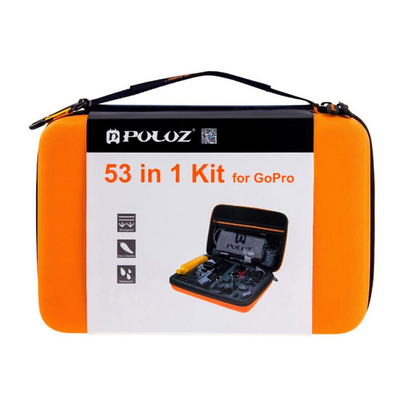 PULUZ PKT26 Accessories Combo Kit комплект аксессуаров 53 в1 для экшн-камер в кейсе, оранжевый