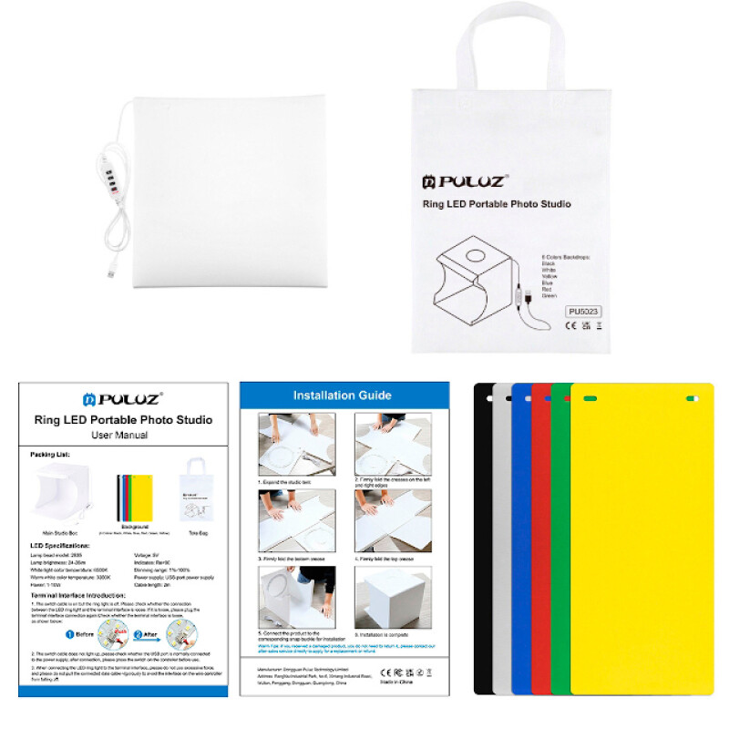 PULUZ PU5023 Ring LED Light Photo Box складной фотобокс с подсветкой