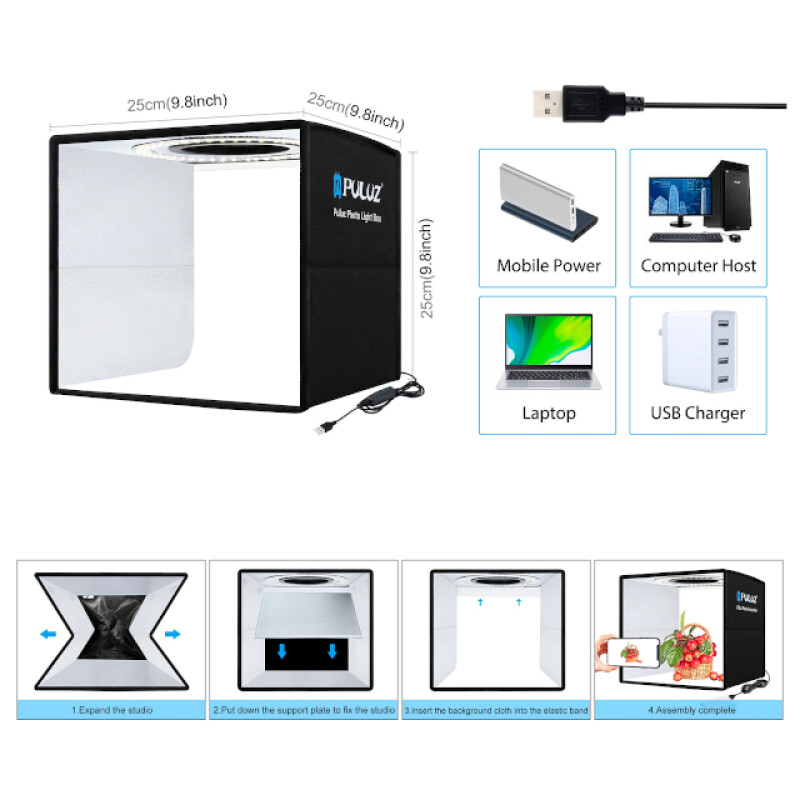 PULUZ PU5027B 3 Modes LED Light Photo Box складной фотобокс с подсветкой