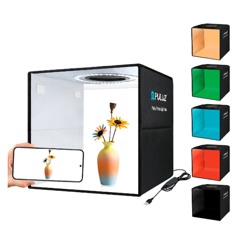 PULUZ PU5032B Ring Light Photo Box складной фотобокс с кольцевой подсветкой и 6 фонами