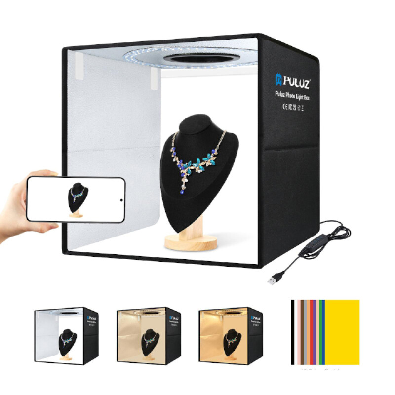 PULUZ PU5041B складной фотобокс с подсветкой и 6 двусторонними фонами