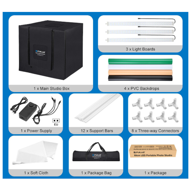 PULUZ PU5083EU складной фотобокс 80 см с подсветкой и 4 фонами