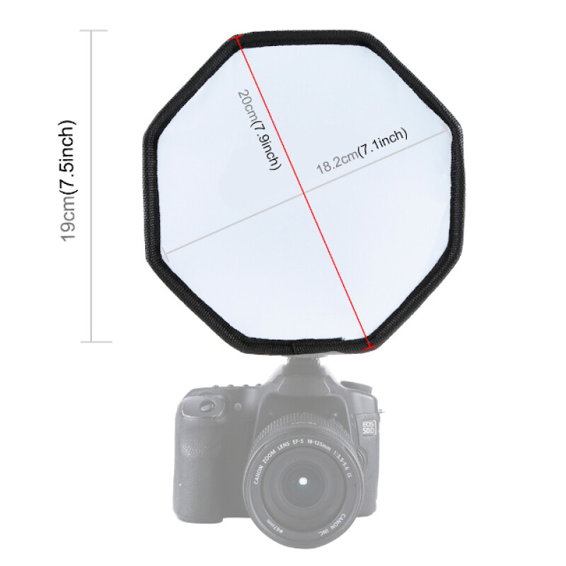 PULUZ PU5120 Octangle Foldable Softbox складной октабокс для накамерной вспышки 20 см