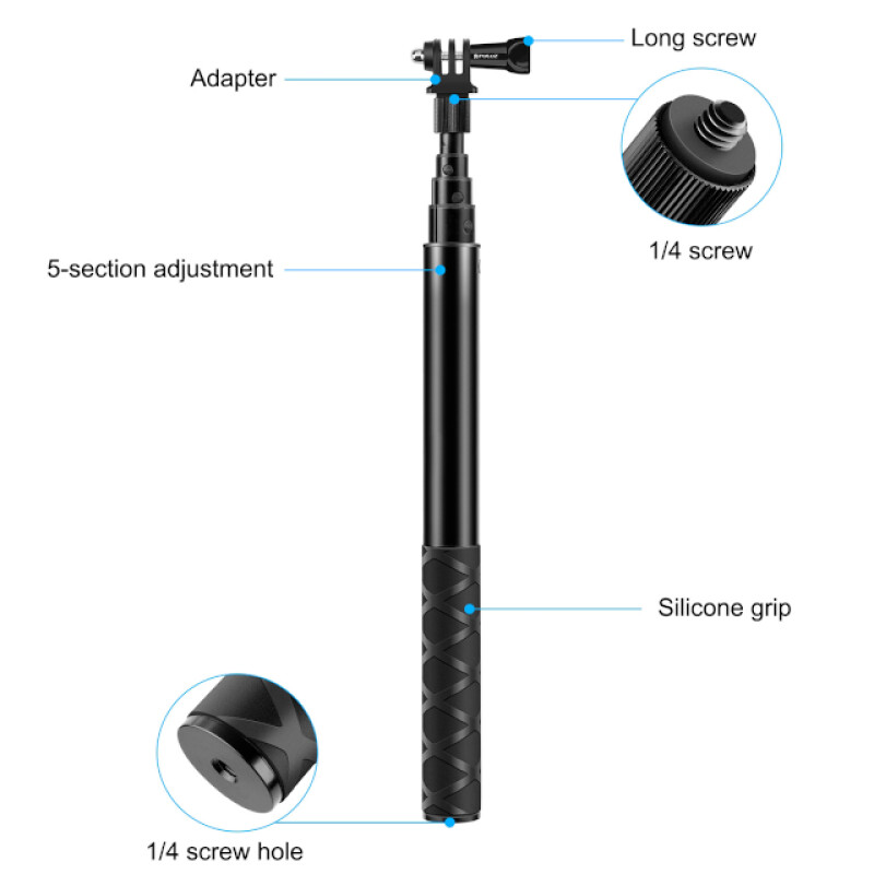 PULUZ PU815 Selfie Stick телескопический селфи-стик с креплением для Insta360