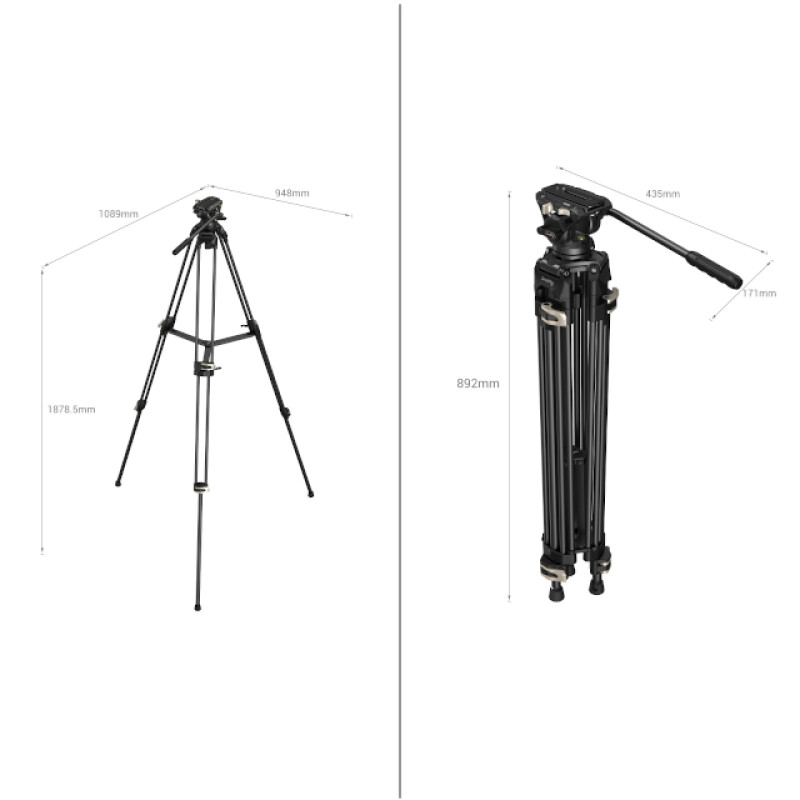 SmallRig 3751B Heavy-Duty Fluid Head Tripod алюминиевый штатив AD-01 с видеоголовой