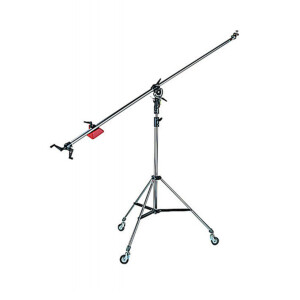 Manfrotto 025B стойка наклонная типа &quot;журавль&quot; 1 секция / 200 см / 5 кг с колесами стальная хромиров