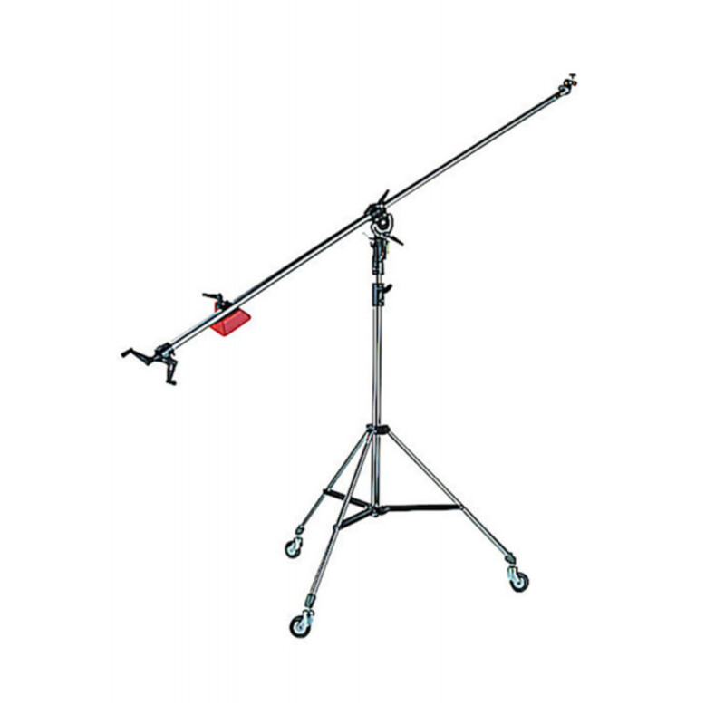 Manfrotto 025B стойка наклонная типа "журавль" 1 секция / 200 см / 5 кг с колесами стальная хромиров