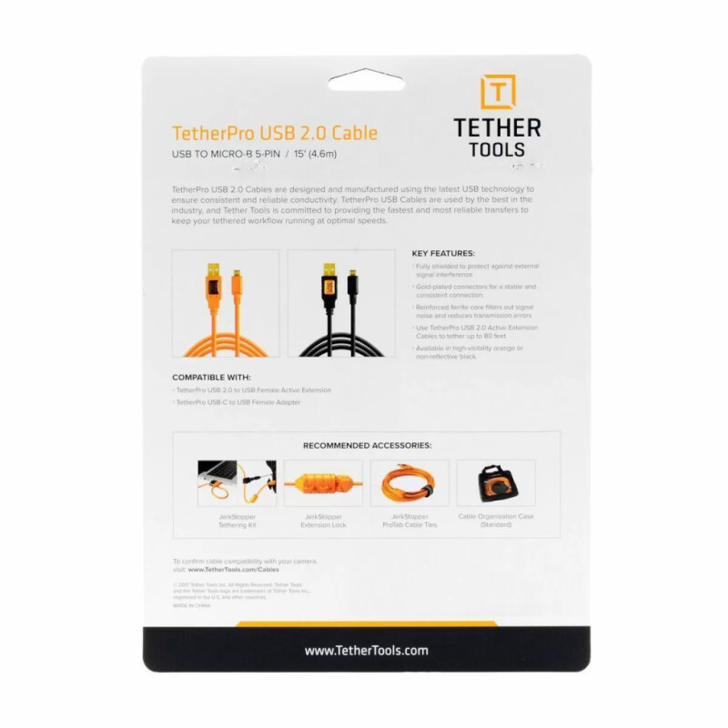 Tether Tools TetherPro USB 2.0 to Micro-B 5-Pin 4.6m Orange [CU5430-ORG] кабель