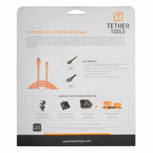 Tether Tools H2D15-ORG TetherPro HDMI Micro to HDMI 4.6m Orange кабель