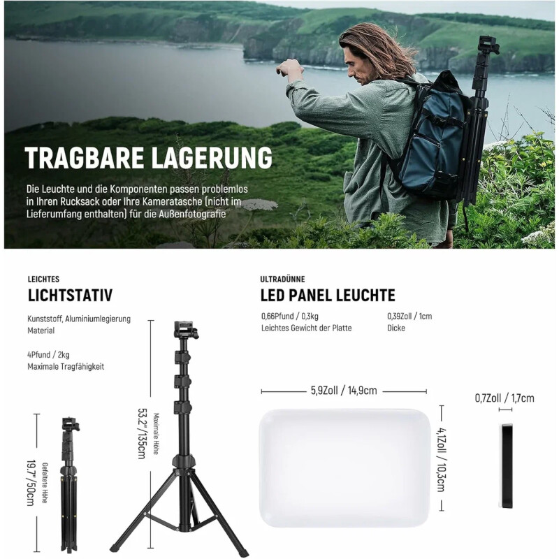 NEEWER LED BP66, 10 Вт 3200K и 5600K комплект видеосвета 2шт