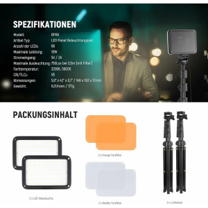 NEEWER LED BP66, 10 Вт 3200K и 5600K комплект видеосвета 2шт