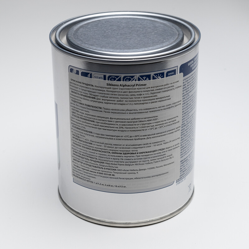 Sikkens грунт ALPHACRYL PRIMER объем 1 л вес 1,2 кг