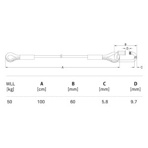 KUPO SW-03B dia 5 mm 100 cm length Duty Safety Wire black тросик страховочный