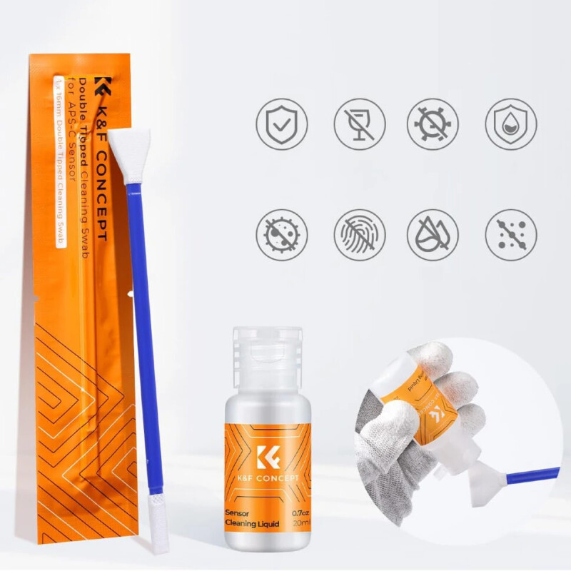 K&F Concept FullFrame Cleaning Swab 5шт + жидкость 20мл набор для очистки матрицы