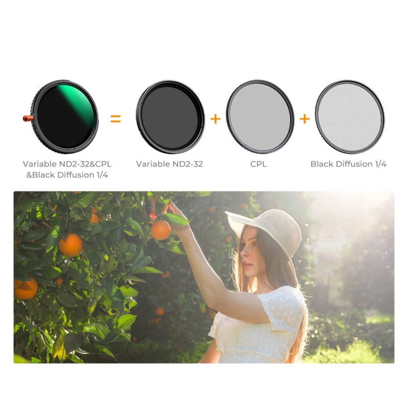 K&F Concept C-series CPL/ND2-32/Black Diffusion 1/4 58мм светофильтр