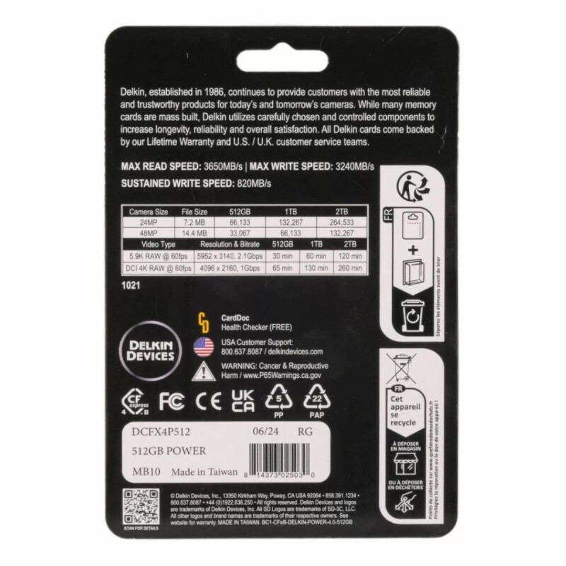 Delkin Devices Power CFexpress Type B 4.0 512GB карта памяти