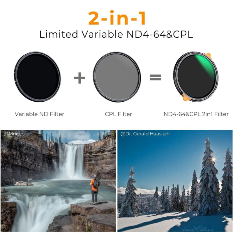 K&F Concept Nano-X CPL/ND4-64 55мм светофильтр