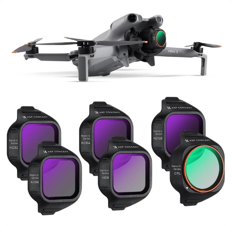 K&F Concept CPL + ND8/16/32/64/128 для DJI Mini 5 Pro (6шт) комплект светофильтров
