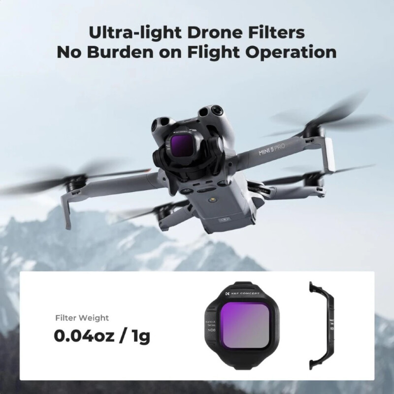K&F Concept ND4/8/16/32/64/1000 для DJI Mini 5 Pro (6шт) комплект светофильтров