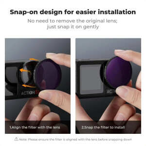 K&amp;F Concept Nano-X Push-in Fit ND для DJI Osmo Action 3/4/5 Pro (4 шт) комплект светофильтров