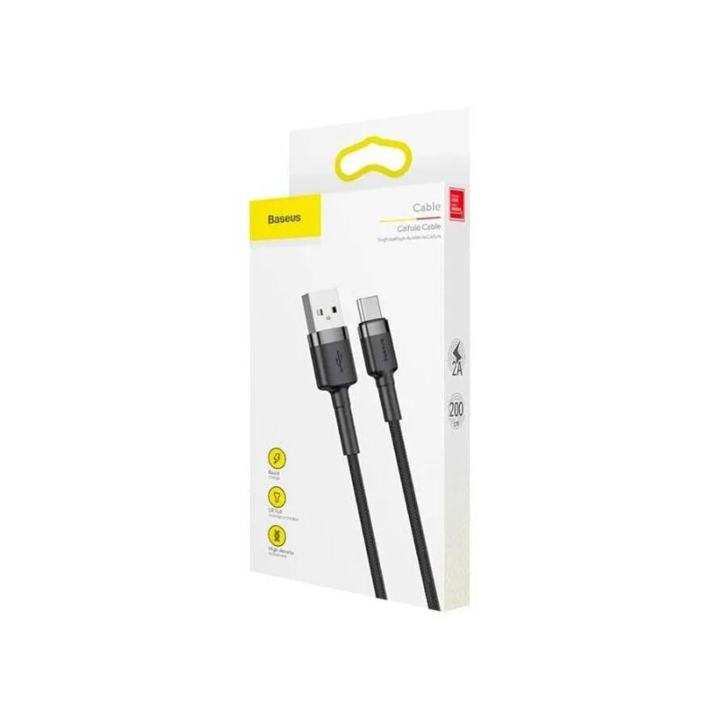 Baseus cafule Type-C 2A 2M, Gray+Black CATKLF-CG1 кабель
