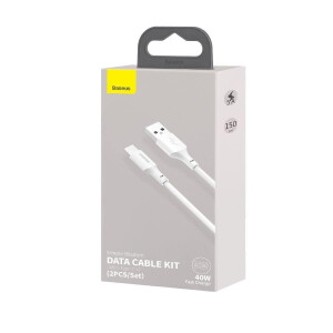 Baseus Simple Wisdom Data Cable Kit USB Type-C to ip 5A (2PCS/Set 1.5m White TZCATZJ-02 кабель