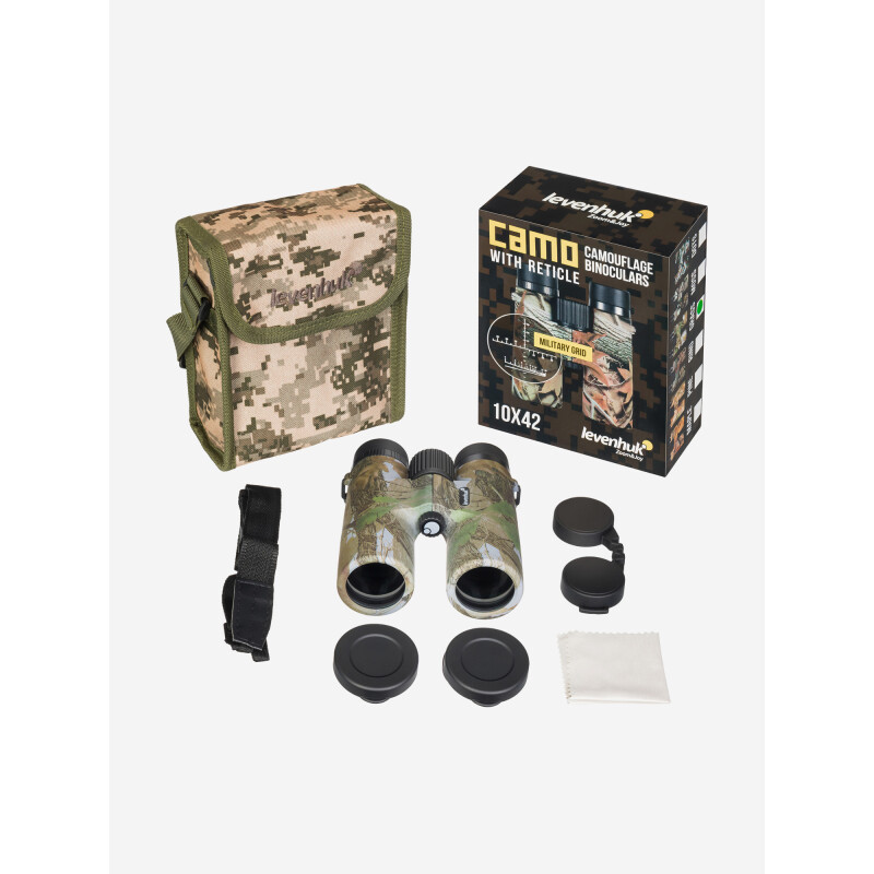 Levenhuk Camo Grass 10x42 бинокль с сеткой