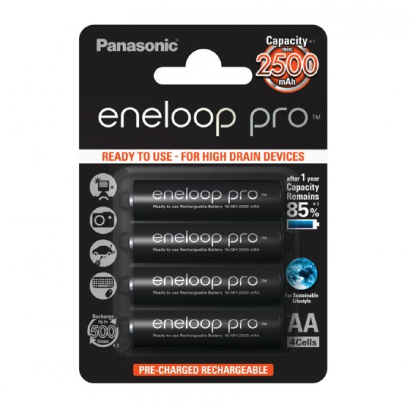 PANASONIC Eneloop Pro AA 2500 4BP (BK-3HCDE/4BE) аккумулятор