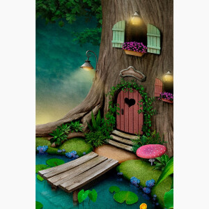 Fotokvant NVF-7974 фон габардиновый Домик у пруда 145x210 см