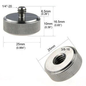 Fotokvant FLH-15 стальной адаптер-переходник 3/8 на 1/4 дюйма